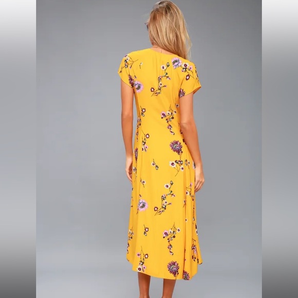 Free People Lost in You Yellow Floral Midi Dress - Picture 2 of 15